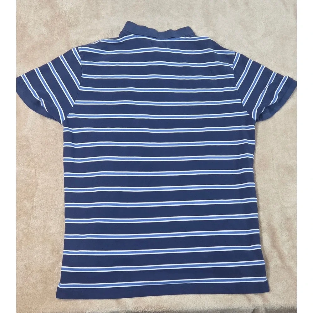 Vtg Polo Jeans Company Ralph Lauren MFG Mens Polo Shirt 2XL Blue striped S/S